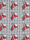 Poppy Red/Shadow White/Charcoal Black 100% Polyester Floral Grid Print Charmeuse - Kimberly Goldson - 56W