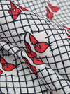 Poppy Red/Shadow White/Charcoal Black 100% Polyester Floral Grid Print Charmeuse - Kimberly Goldson - 56W