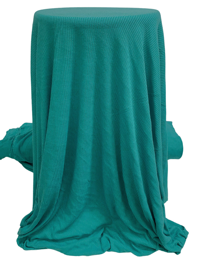 Teal Green Polyester/Rayon/Lycra Rib Sweater - Famous Dress Designer - 54W