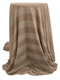 Lighit Taupe Brown/Dark Tan Polyester/Rayon Horizontal Stripe Sweater Jersey Knit 48W