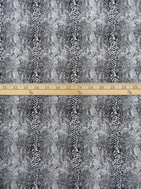 Black/White Cotton/Polyester Small Snakeskin Print Brushed Back Sweater Knit 56W
