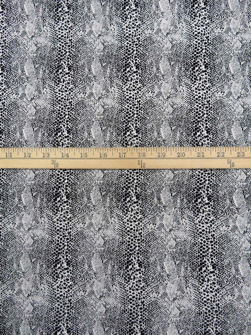 Black/White Cotton/Polyester Small Snakeskin Print Brushed Back Sweater Knit 56W