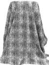 Black/White Cotton/Polyester Small Snakeskin Print Brushed Back Sweater Knit 56W