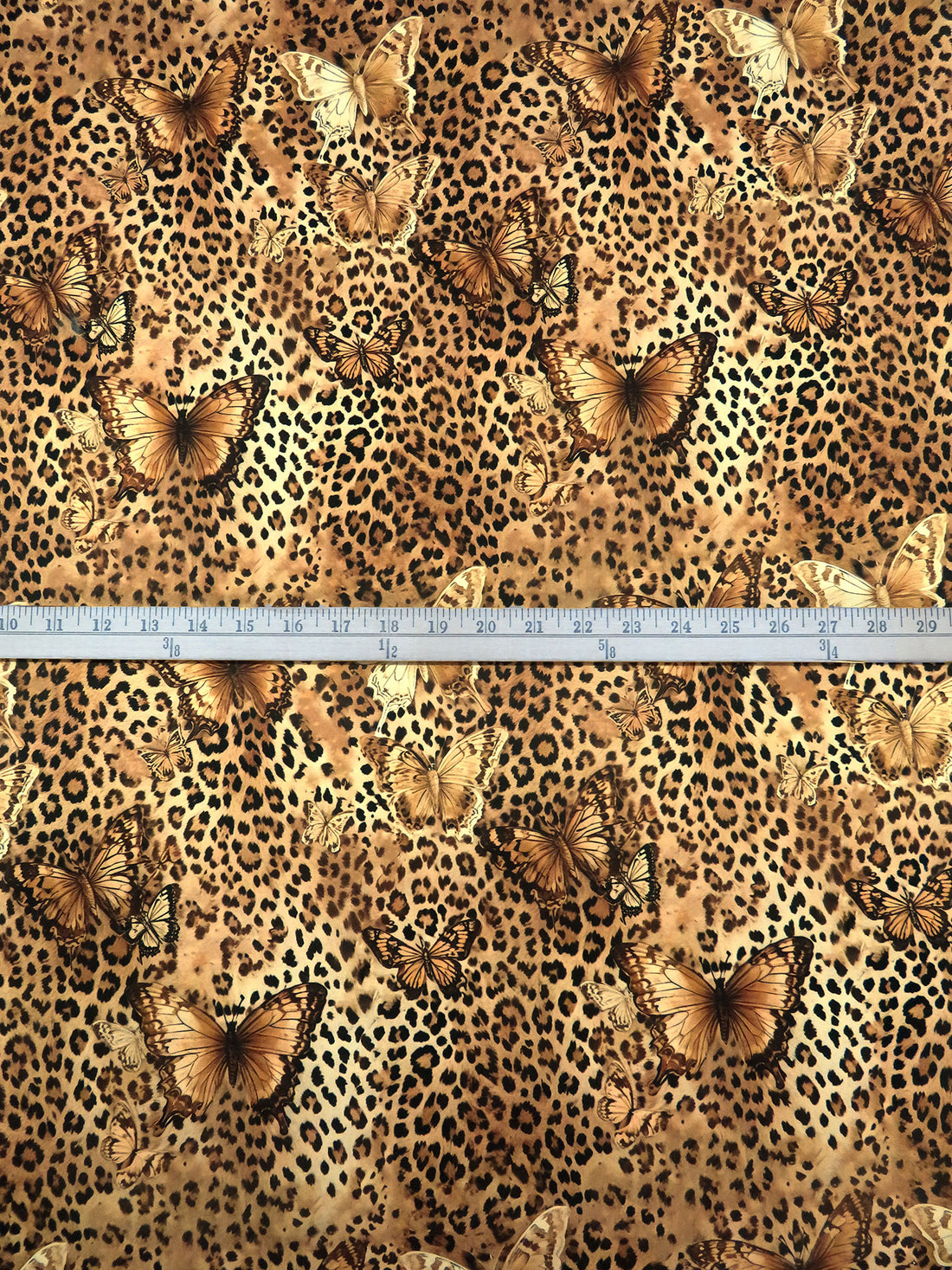 Midnight Brown/Tan/Golden Oak/Multi Polyester/Lycra Butterflies On Animal Spots Print DTY Knit - NY Designer - 60W