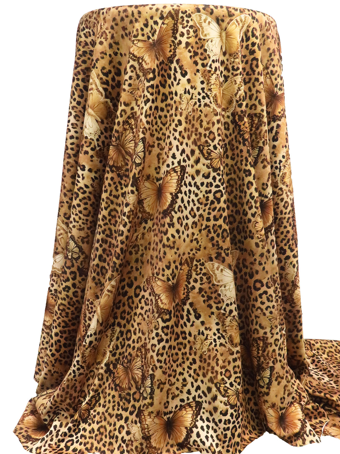 Midnight Brown/Tan/Golden Oak/Multi Polyester/Lycra Butterflies On Animal Spots Print DTY Knit - NY Designer - 60W