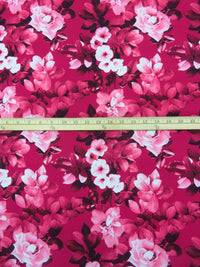 French Wine/Flamingo Pink/White/Multi Polyester/Lycra Floral Print ITY Knit - NY Designer - 58W