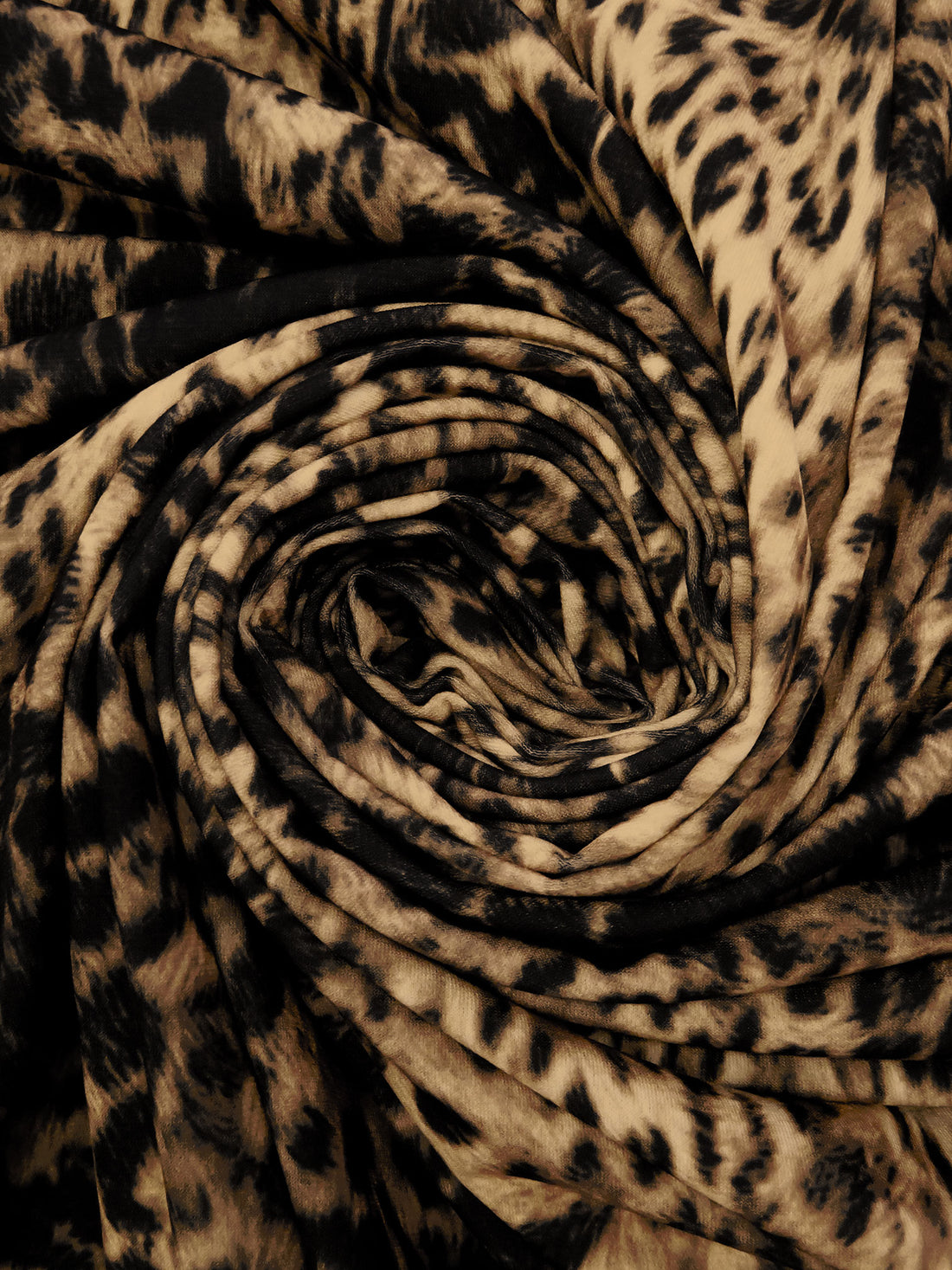 Tan/Coyote Brown/Black/Multi Polyester/Lycra Animal Spots Print ITY Knit - NY Designer - 58W