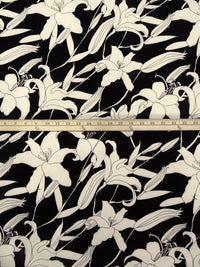 Black/Cream Polyester/Lycra Tiger Lily Print ITY Knit - NY Designer - 60W