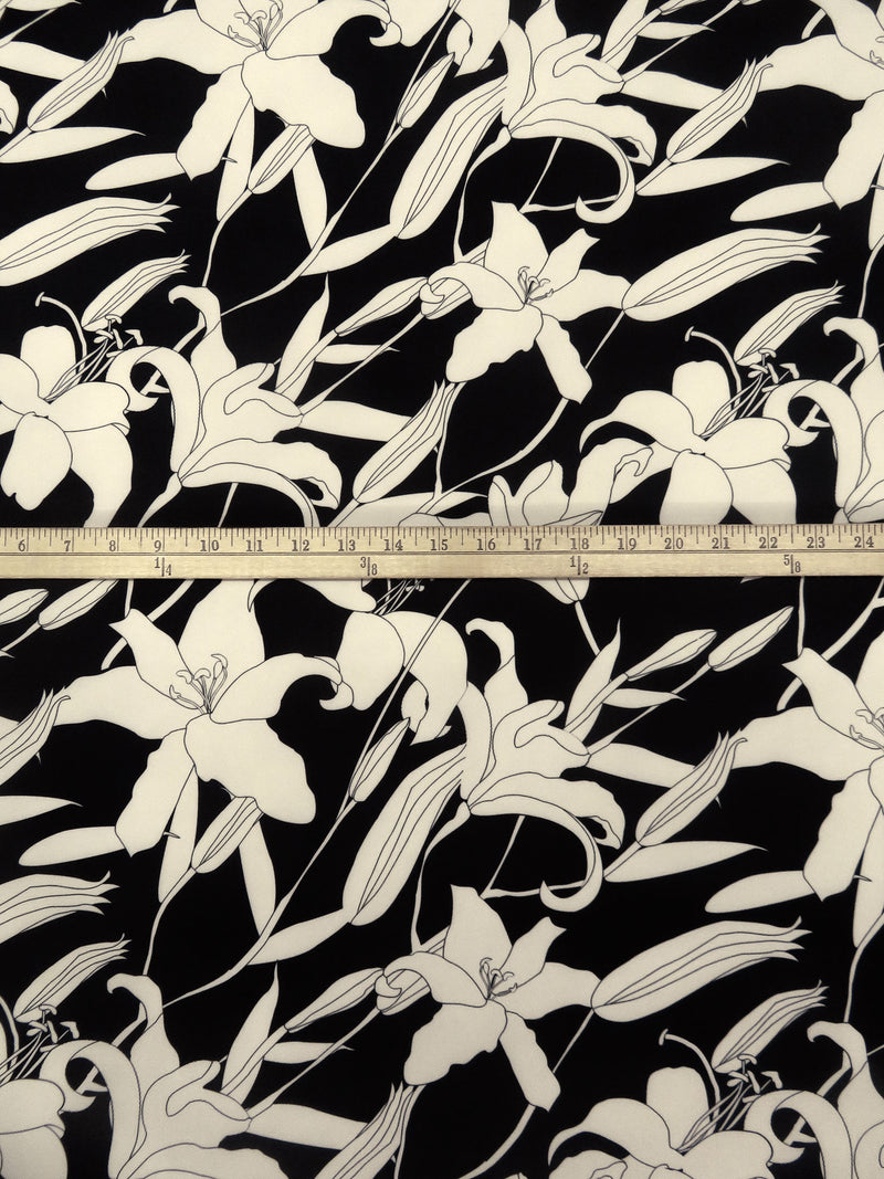 Black/Cream Polyester/Lycra Tiger Lily Print ITY Knit - NY Designer - 60W