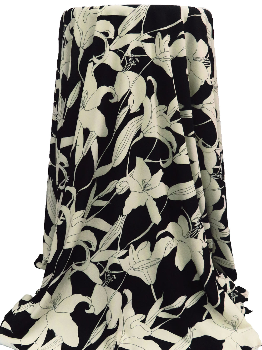 Black/Cream Polyester/Lycra Tiger Lily Print ITY Knit - NY Designer - 60W