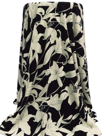 Black/Cream Polyester/Lycra Tiger Lily Print ITY Knit - NY Designer - 60W