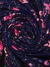 Midnight Purple/White/Fuchsia/French Pink Polyester/Lycra Abstract Floral Print ITY Knit - NY Designer - 58W