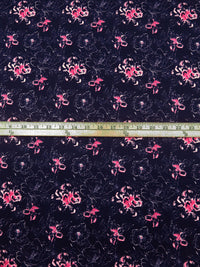 Midnight Purple/White/Fuchsia/French Pink Polyester/Lycra Abstract Floral Print ITY Knit - NY Designer - 58W