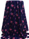 Midnight Purple/White/Fuchsia/French Pink Polyester/Lycra Abstract Floral Print ITY Knit - NY Designer - 58W