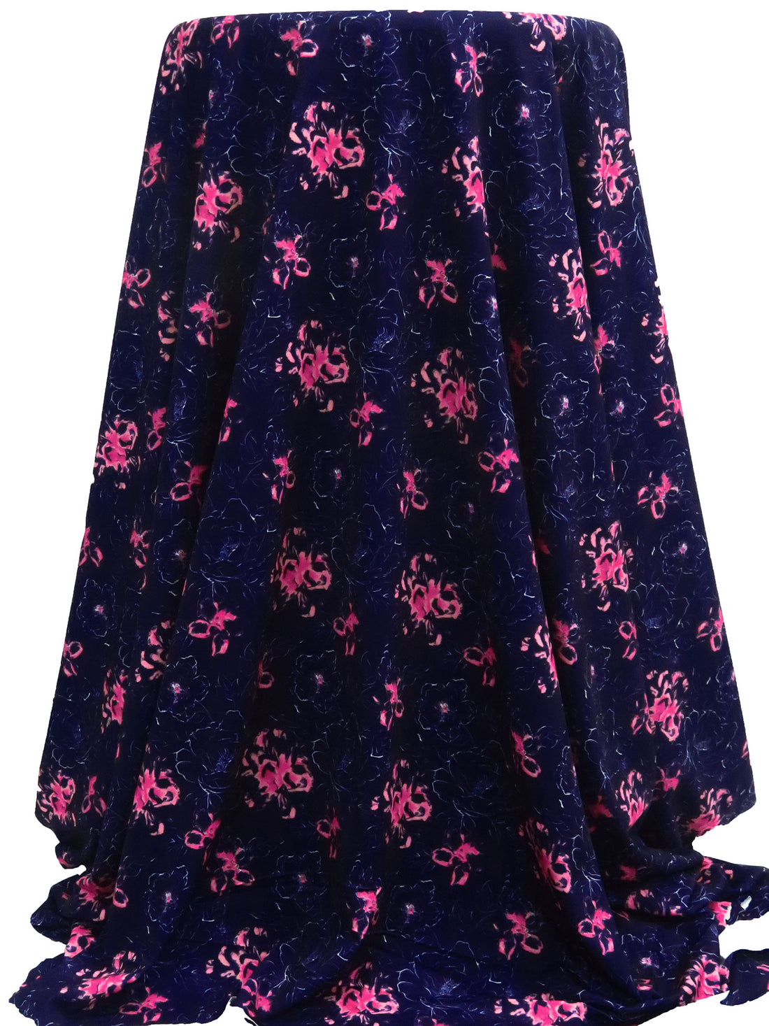 Midnight Purple/White/Fuchsia/French Pink Polyester/Lycra Abstract Floral Print ITY Knit - NY Designer - 58W
