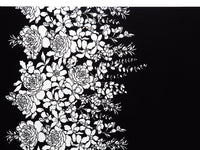 Black/White Polyester/Lycra Large Single Border Floral Print Crepe Double Knit - NY Designer - 58W