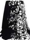 Black/White Polyester/Lycra Large Single Border Floral Print Crepe Double Knit - NY Designer - 58W