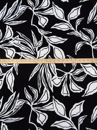 Black/White Polyester/Lycra Abstract Leaf Print DTY Knit - NY Designer - 62W