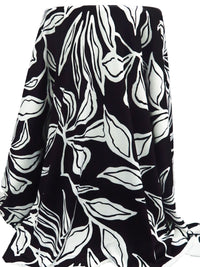 Black/White Polyester/Lycra Abstract Leaf Print DTY Knit - NY Designer - 62W