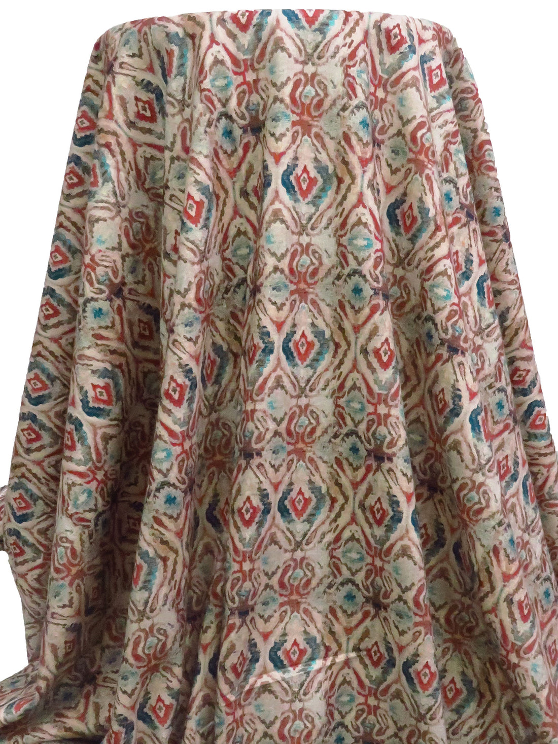 Dark Vanilla/Dark Crimson/Dark Teal/Multi 100% Cotton Ornate Abstract Print Flannel Shirting 58W