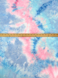 Light Steel Blue/Light Pink/Pacific Blue/Multi Polyester/Lycra Tie-Dye Double Brushed Knit 60W