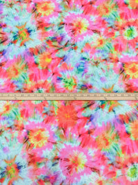 French Pink/Lemon/Dark Teal/Multi Polyester/Lycra Tie-Dye Look Print FTY Knit 56W