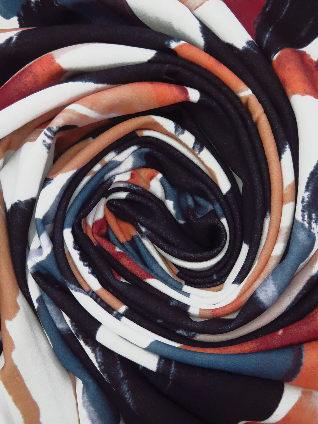 White/Terracotta/Midnight Purple/Multi Polyester/Lycra Abstract Print Crepe Techno Knit - NY Designer - 54W