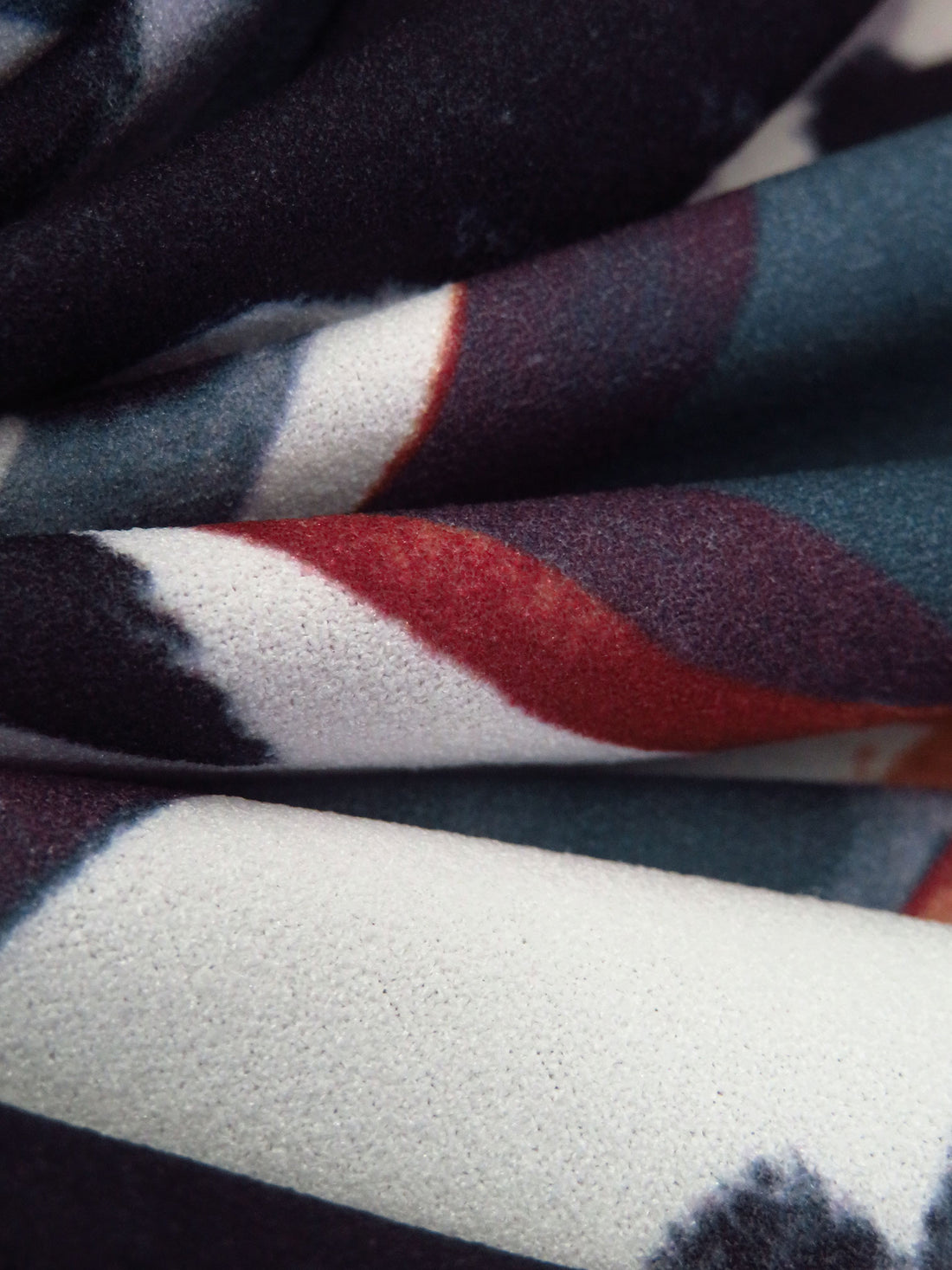 White/Terracotta/Midnight Purple/Multi Polyester/Lycra Abstract Print Crepe Techno Knit - NY Designer - 54W