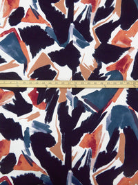 White/Terracotta/Midnight Purple/Multi Polyester/Lycra Abstract Print Crepe Techno Knit - NY Designer - 54W