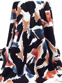 White/Terracotta/Midnight Purple/Multi Polyester/Lycra Abstract Print Crepe Techno Knit - NY Designer - 54W