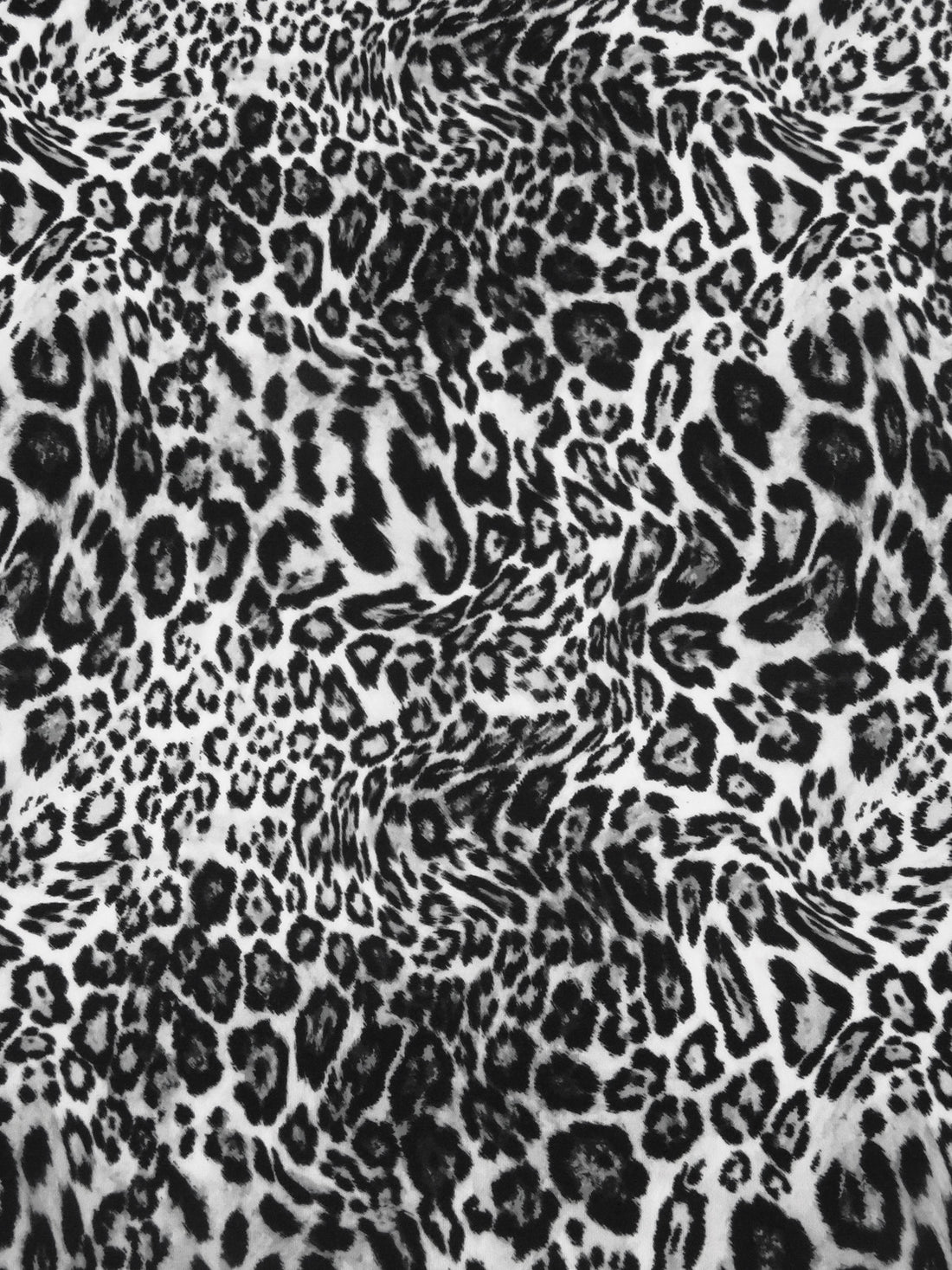 Black/Pastel Gray/Mid Gray Polyester/Lycra Leopard Print ITY Knit - NY Designer - 56W