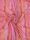 Cotton Candy/Bleeding Heart/Peach/Multi 100% Polyester Watercolor Vertical Stripe Print French Terry Knit 54W