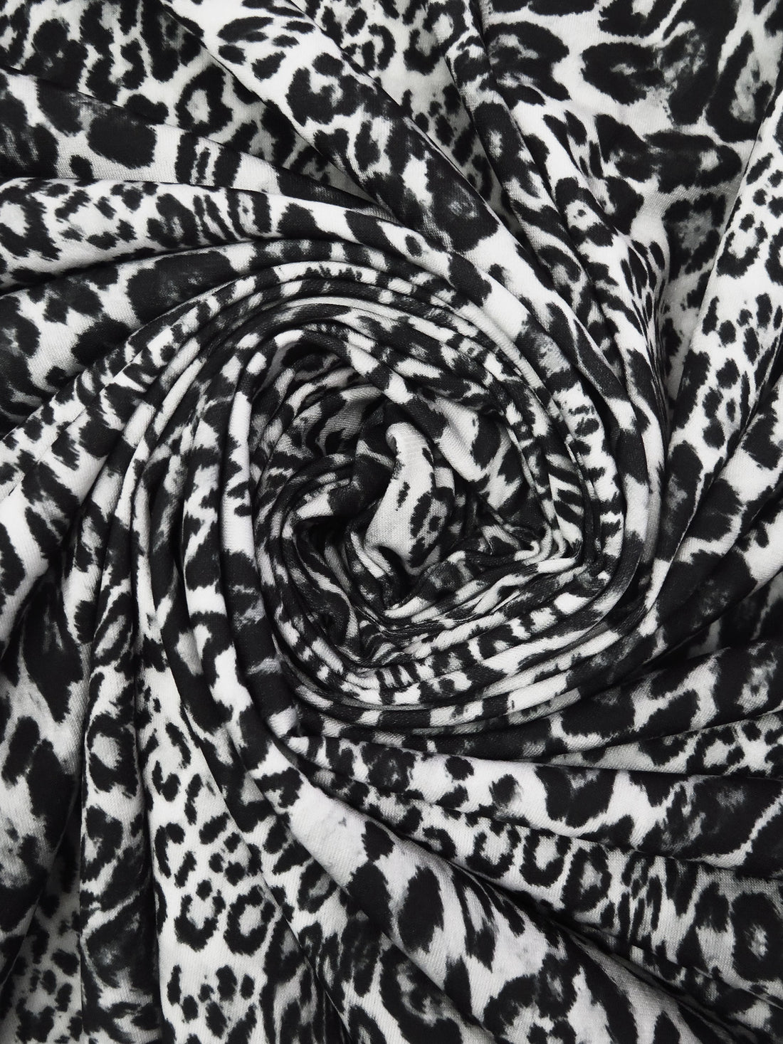 Black/Pastel Gray/Mid Gray Polyester/Lycra Leopard Print ITY Knit - NY Designer - 56W