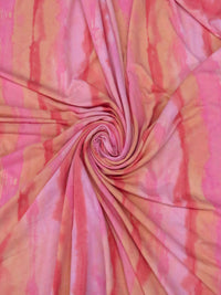 Cotton Candy/Bleeding Heart/Peach/Multi 100% Polyester Watercolor Vertical Stripe Print French Terry Knit 54W