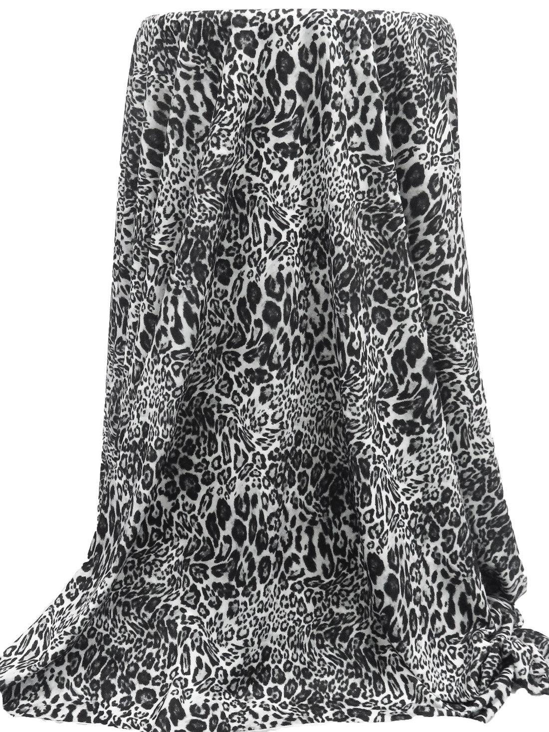 Black/Pastel Gray/Mid Gray Polyester/Lycra Leopard Print ITY Knit - NY Designer - 56W