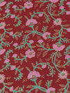 Crimson/Jade/Taffy Pink/Gold 100% Rayon Floral Foil Print Challis 53W