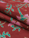 Crimson/Jade/Taffy Pink/Gold 100% Rayon Floral Foil Print Challis 53W