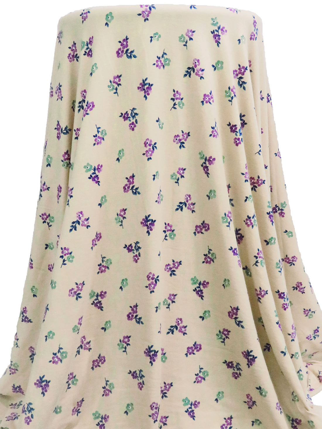 Wheat/Dark Blue/Dark Celadon/Multi Polyester/Lycra Small Floral Print Double Brushed Knit 60W
