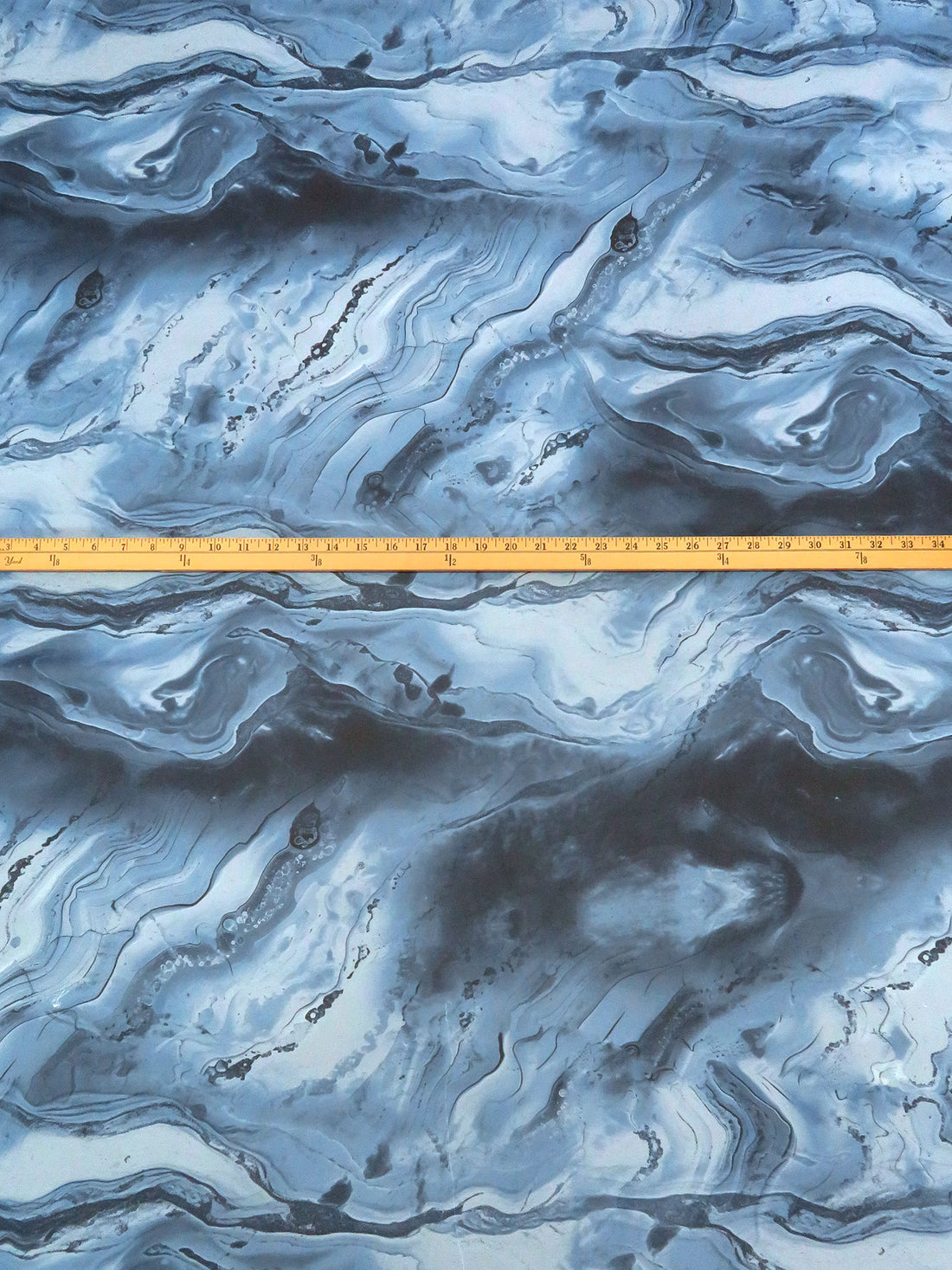 Cerulean Frost/Queen Blue/Midnight Navy 100% Polyester Marbled Print Chiffon - NY Designer - 58W