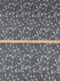 Iron Gray/Hunter Green/Plum/Multi 100% Rayon Floral Branches Print Challis 54W