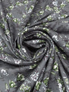 Iron Gray/Hunter Green/Plum/Multi 100% Rayon Floral Branches Print Challis 54W