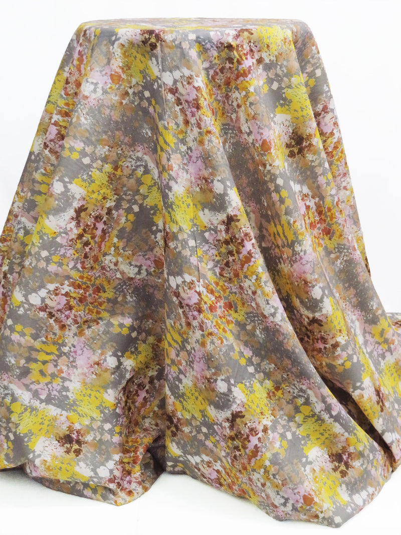 Steel Gray/Marigold/Latte/Multi 100% Cotton Splatter Print Voile 56W