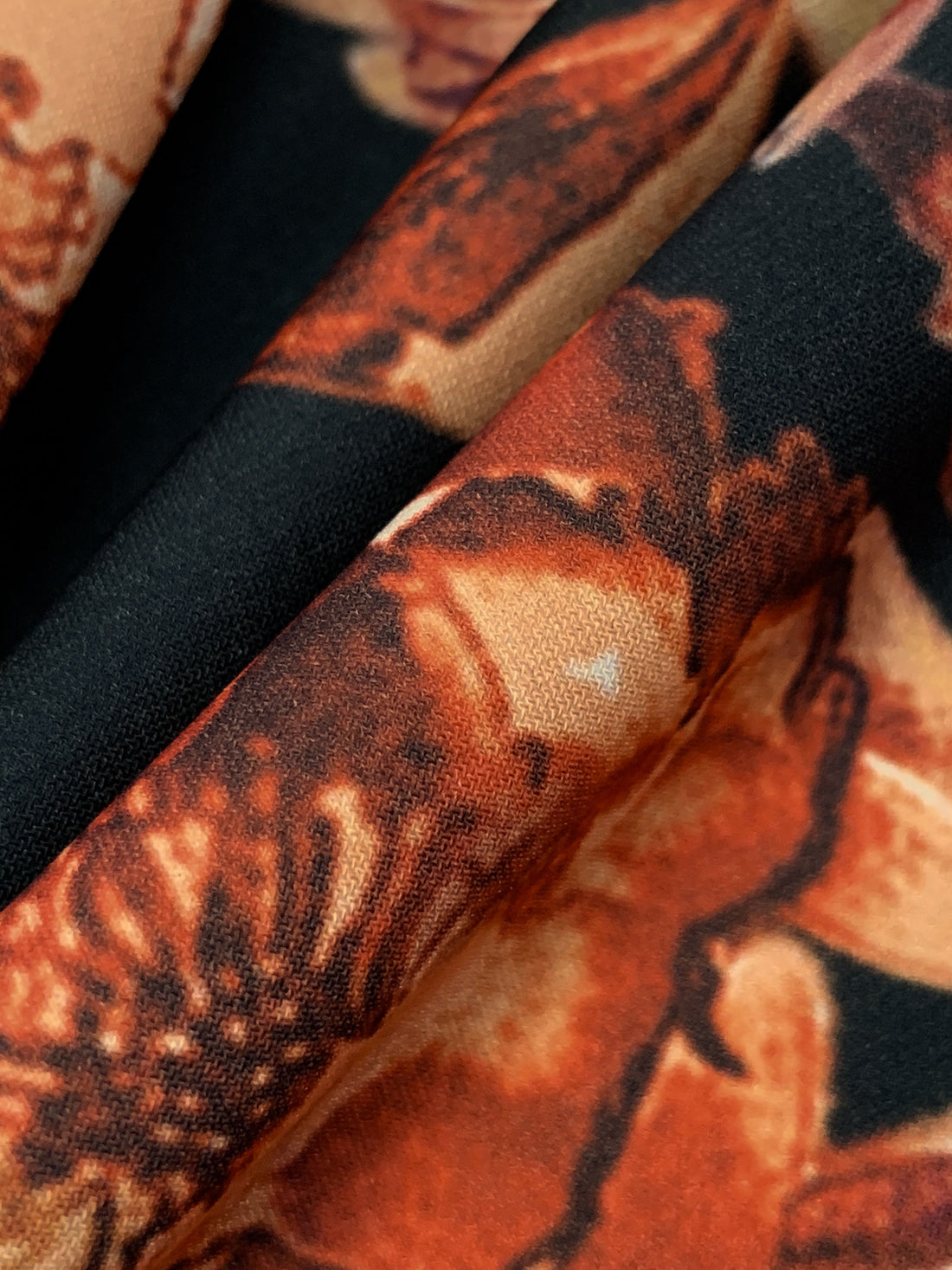 Apricot/Vermilion/Black/Multi Polyester/Lycra Floral Print ITY Knit - NY Designer - 58W