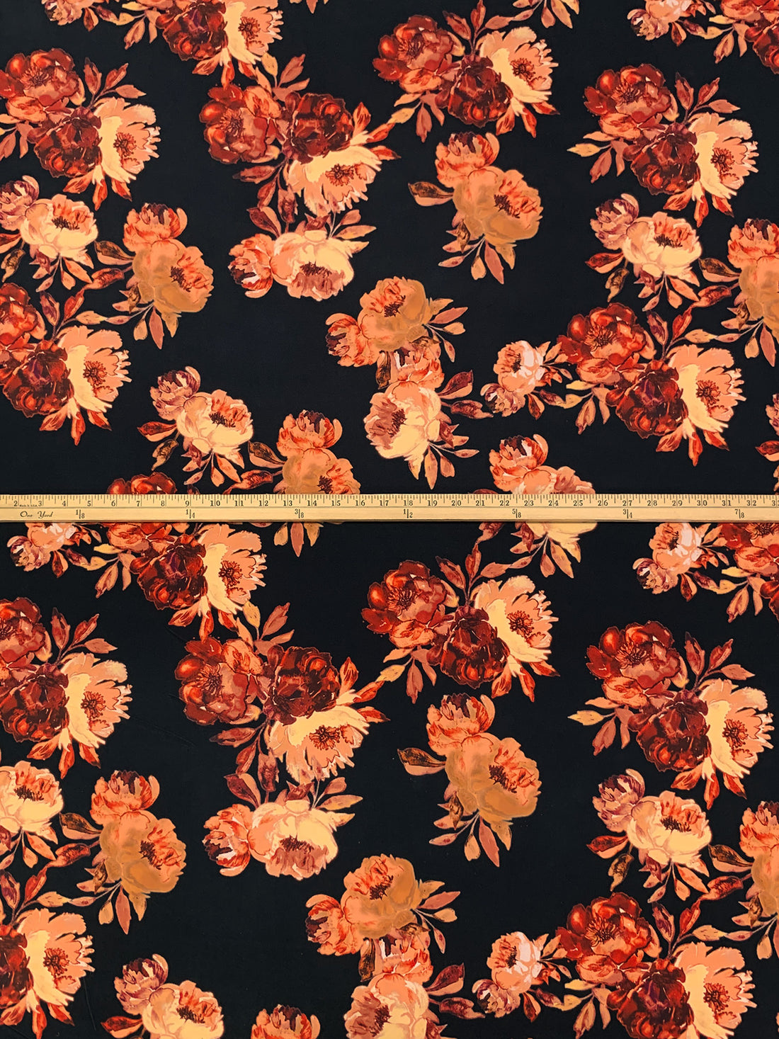 Apricot/Vermilion/Black/Multi Polyester/Lycra Floral Print ITY Knit - NY Designer - 58W