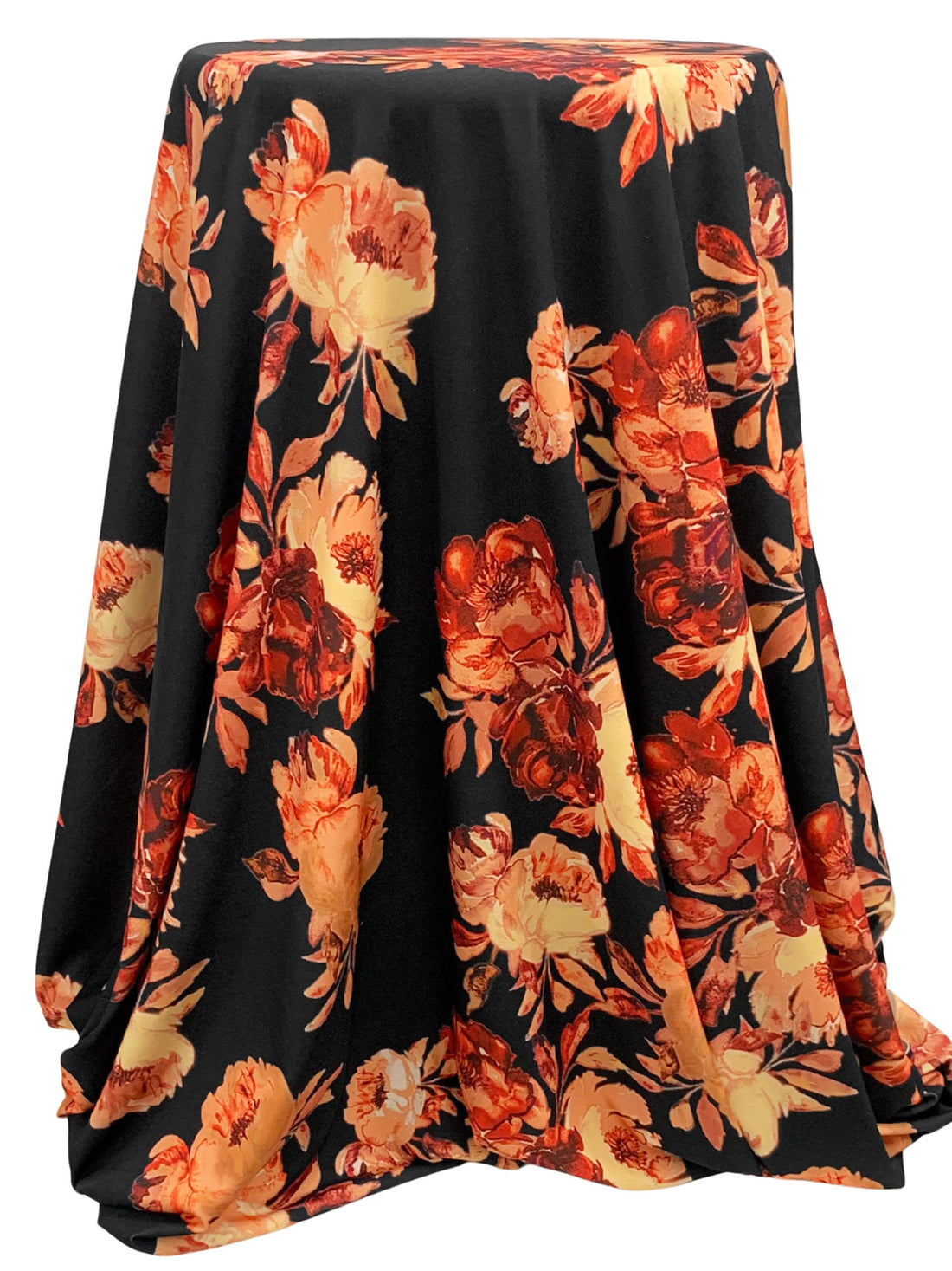 Apricot/Vermilion/Black/Multi Polyester/Lycra Floral Print ITY Knit - NY Designer - 58W