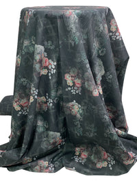 Darkest Charcoal/Old Rose/Pewter Blue/Multi 100% Cotton Grunge Floral Print Voile 54W