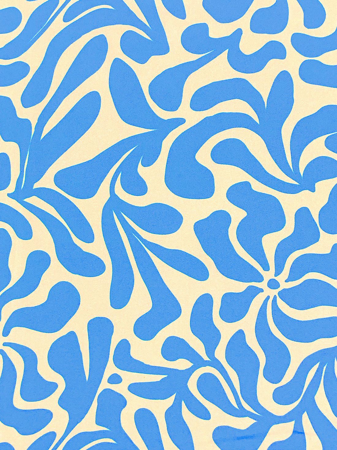 Vista Blue/Wheat 100% Polyester Abstract Floral Print Charmeuse - NY Designer - 58W