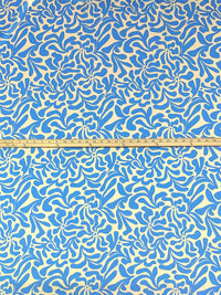 Vista Blue/Wheat 100% Polyester Abstract Floral Print Charmeuse - NY Designer - 58W
