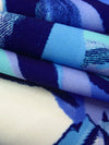 Cornflower/Aqua/White/Multi Polyester/Lycra Abstract Wave Print ITY Knit - NY Designer - 58W