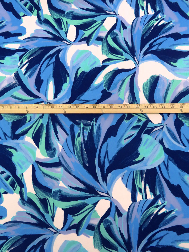Cornflower/Aqua/White/Multi Polyester/Lycra Abstract Wave Print ITY Knit - NY Designer - 58W